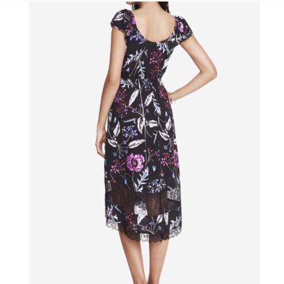 Express Lace Cutout High-Low Floral Dress Size Small Whimsigoth Dark Fairy Sheer - Picture 2 of 10